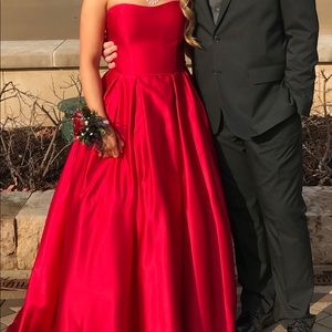 Red Satin Prom Dress